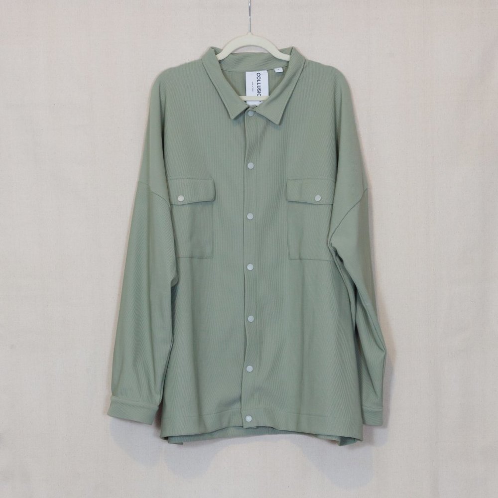 Collusion sage green oversized ribbed overshirt / shacket